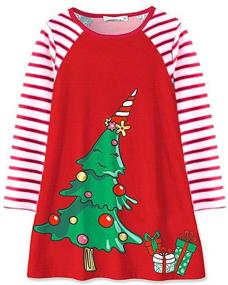 img 1 attached to 🎄 Festive Little Christmas Sleeve Cotton Dresses: Perfect Girls' Clothing for the Holidays!