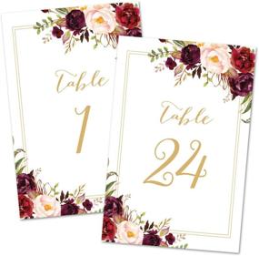 img 1 attached to 🌸 Bold Floral Table Number Cards 1-24 - Double Sided 4x6 (Gold) by InvitationHouse