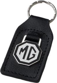 img 1 attached to Black White Leather and Enamel Key Ring Key Fob for MG (MGB)