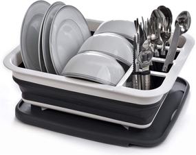 img 4 attached to Collapsible Dish Drying Rack - Convenient Popup & Collapse | 🧽 Sink-Draining | Space for 8 Plates | Cutlery Sectional | Compact & Portable