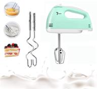 🥚 mosajie electric hand mixer, 2021 upgrade multi-speed hand mixer - simple push switch for effortless ingredient stirring - no sharp edges, food-safe for whisking eggs, mixing cakes, making bread - beater included - white логотип