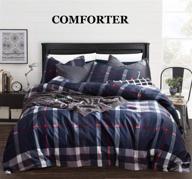🛏️ navy plaid comforter sets twin – stylish geometric bedding for boys, men & teens logo
