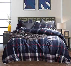 img 3 attached to 🛏️ Navy Plaid Comforter Sets Twin – Stylish Geometric Bedding for Boys, Men & Teens