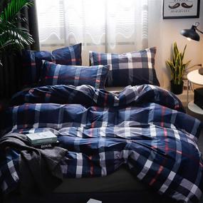 img 2 attached to 🛏️ Navy Plaid Comforter Sets Twin – Stylish Geometric Bedding for Boys, Men & Teens