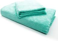 🛀 super soft 2 pack microfiber towel bath set: coral fleece face towel + bath towel for daily use, high absorption, durable & multifunctional – green logo