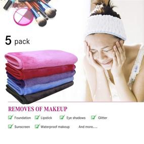 img 3 attached to 🌿 Nugilla Makeup Remover Cloth - 5 Pack of Reusable Microfiber Cleansing Towels for All Skin Types. Instantly Remove Makeup with Just Water. Available in Multiple Colors.