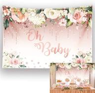 🎀 allenjoy 7x5ft soft fabric rose gold oh baby backdrop - girl pink flower glitter dots photography background, baby shower party decoration supplies, sign banner, photo booth props - ideal gift ideas logo