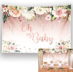 img 4 attached to 🎀 Allenjoy 7x5ft Soft Fabric Rose Gold Oh Baby Backdrop - Girl Pink Flower Glitter Dots Photography Background, Baby Shower Party Decoration Supplies, Sign Banner, Photo Booth Props - Ideal Gift Ideas