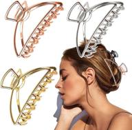vinbee large metal hair claw clips: 3 pack hair catch barrette jaw clamp for women with thick hair (4.13 inch) - perfect for half bun hairpins logo