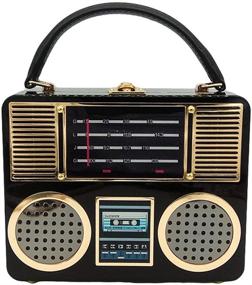 img 4 attached to 📻 Vintage Acrylic Radio Box Clutch Women's Handbag: Hard Case Totes Bag, Shoulder Crossbody Purse