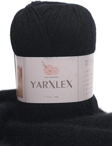 img 4 attached to 🧶 YarXlex Черный 005 - Премиум пряжа из 100% кашемира для вязания крючком и вязания с роскошно мягким, легким ощущением