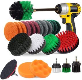 img 4 attached to 🧹 JUSONEY 24 Piece Drill Brush Attachment Set: Ultimate Power Scrubber Kit for Tile, Bathtub, Sinks, Floor, Wheels, Carpet - Extended Long Attachment, Scrubbing Pads Cleaning Kit, Ideal for Sealants