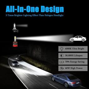 img 3 attached to 💡 XTAUTO H11/H9/H8 LED Headlight Bulbs - 300% Brighter, 12000 Lumens, Super Bright High Low Beam LED Headlights Conversion Kit - All in One Adjustment Beam, 6000K Pure White - IP67 Waterproof - Pack of 2