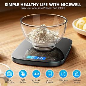 img 3 attached to 🍽️ Nicewell Food Scale - 22lb Digital Kitchen Black Scale for Food Ounces and Grams Cooking Baking, 1g/0.1oz Precise Graduation, Tempered Glass - New Version