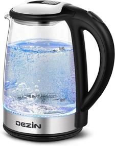 img 4 attached to 🔥 Dezin Glass Electric Kettle, Auto Shut-Off Hot Water Kettle Warmer 1.8L – Fast Boil, 304 Stainless Steel, Boil Dry Protection Tech for Coffee and Tea