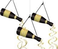 🍾 amscan 670680 new years eve champagne bottle hanging honeycomb décor - pack of 6, multicolor - one size for vibrant celebrations! логотип