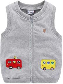 img 4 attached to 👕 Adorable LittleSpring Cartoon Vest Jacket: Perfect Zip Up for Little Boys and Girls in Spring and Fall