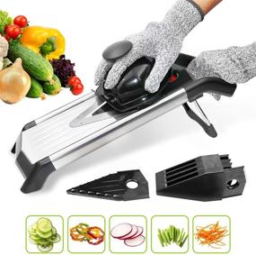 img 4 attached to 🥔 Adjustable Mandoline Slicer: Effortless Potatoes and Onion French Fry Cutter with Protective Gear