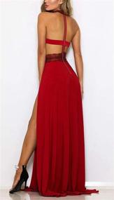 img 3 attached to Floral Mesh Lace See-Through Backless High Split Maxi Dress for Women - Perfect for Evening Parties