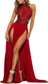 img 1 attached to Floral Mesh Lace See-Through Backless High Split Maxi Dress for Women - Perfect for Evening Parties