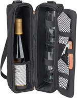 🍷 usa-made insulated wine tote by picnic at ascot with 2 wine glasses, napkins, and corkscrew логотип