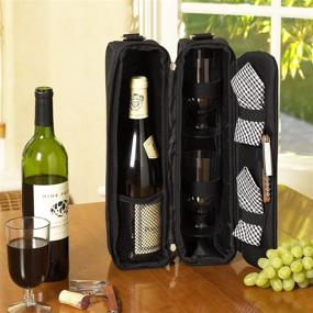 img 1 attached to 🍷 USA-Made Insulated Wine Tote by Picnic at Ascot with 2 Wine Glasses, Napkins, and Corkscrew