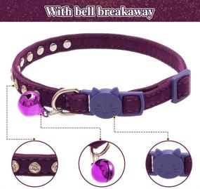 img 2 attached to 🐱 BINGPET 2 Pack Breakaway Cat Collars with Bell - Adjustable Kitten Collars | Soft Velvet | Safe & Comfortable | Bling Bling Cute Diamante | Pink & Purple