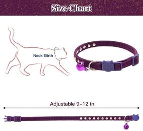 img 3 attached to 🐱 BINGPET 2 Pack Breakaway Cat Collars with Bell - Adjustable Kitten Collars | Soft Velvet | Safe & Comfortable | Bling Bling Cute Diamante | Pink & Purple