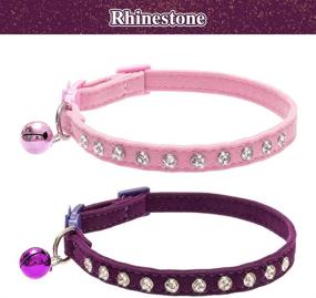 img 1 attached to 🐱 BINGPET 2 Pack Breakaway Cat Collars with Bell - Adjustable Kitten Collars | Soft Velvet | Safe & Comfortable | Bling Bling Cute Diamante | Pink & Purple