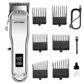 img 4 attached to JIANWANG Hair Clipper Set for Men - Cordless LED Display Hair Trimmer Beard Trimmer Barber Haircut Grooming Kit for Stylists (Full Metal)