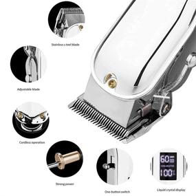 img 2 attached to JIANWANG Hair Clipper Set for Men - Cordless LED Display Hair Trimmer Beard Trimmer Barber Haircut Grooming Kit for Stylists (Full Metal)