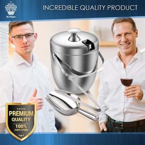 img 2 attached to 🧊 Ultimate All-in-One Stainless Steel Insulated Ice Bucket Bundle - Includes Lid, Tongs, and Cube Tray - Perfect for Parties and Bars