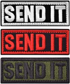 img 4 attached to 🏷️ ELLEWIN 3PCS Send It Tactical Patches: High-Quality Embroidered Morale Support Patch Set with Hook and Loop - 3 Colors (White, Red, and Olive)