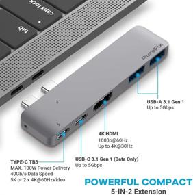 img 3 attached to PureFix Mac USB C Hub: Thunderbolt 3 to USB C Multiport Adapter for MacBook Pro & MacBook Air with HDMI Port, Power Delivery, and USB Data Ports