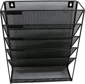 img 3 attached to 📎 5-Pocket Wall File Mesh Organizer - Hanging Letter and Document Holder - Black - Ideal for Office and Home Organization