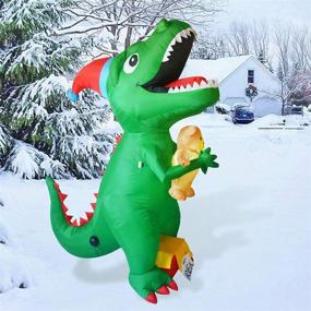 img 3 attached to 🦖 7-Foot High Christmas Inflatable Dinosaur with LED Lights - GOOSH Blow-Up Yard Decoration for Indoor/Outdoor Party, Garden, and Christmas Décor