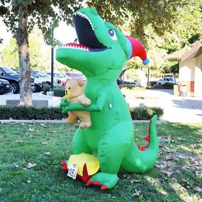 img 4 attached to 🦖 7-Foot High Christmas Inflatable Dinosaur with LED Lights - GOOSH Blow-Up Yard Decoration for Indoor/Outdoor Party, Garden, and Christmas Décor