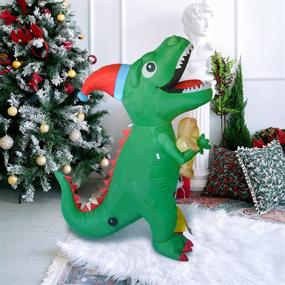 img 2 attached to 🦖 7-Foot High Christmas Inflatable Dinosaur with LED Lights - GOOSH Blow-Up Yard Decoration for Indoor/Outdoor Party, Garden, and Christmas Décor