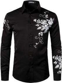 img 4 attached to 🌸 ZEROYAA Stylish Hipster Floral Printed Sleeve Men's Shirts for Fashionable Appeal