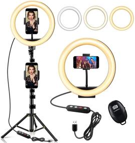 img 4 attached to 📸 StillCool 10-inch Selfie Ring Light with 61-inch Extendable Tripod Stand & 2 Phone Holder for TikTok, YouTube, Vlog, Live Stream, Video Recording, Makeup, Photo-taking, Reading, Working - Compatible with iPhone and Android