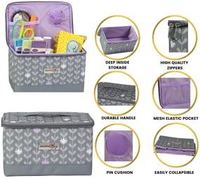 img 2 attached to 🧵 Mary's Purple Sewing Kit Organizer Box - Supplies Storage Basket for Sewing Accessories - Organization for Thread, Needles, Notions & Scissors - Portable Craft Caddy