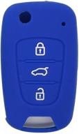 🔵 segaden silicone cover protector case holder skin jacket for hyundai accent i20 i30 kia k2 k5 sportage 3 button flip remote key fob - cv2152 (deep blue) logo