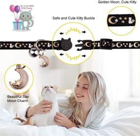 img 1 attached to 🌙 2-Piece Breakaway Cat Collars with Bell: Moon & Star Design, Cute and Adjustable Kitten Collars with Glow-in-The-Dark Pendant