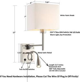 img 1 attached to HomeFocus LED Bedside Reading Wall Lamp Light - Enhance Your Reading Experience with Swing Arm, Sconces, and Dual Switches - Top Quality Design