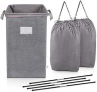 mcleanpin large laundry hamper collapsible with 2 removable laundry bags & sorting card, grey - ideal dirty clothes hamper for baby nursery, foldable hamper dorm room storage trunks for college logo