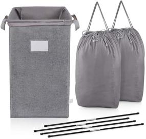 img 4 attached to MCleanPin Large Laundry Hamper Collapsible with 2 Removable Laundry Bags & Sorting Card, Grey - Ideal Dirty Clothes Hamper for Baby Nursery, Foldable Hamper Dorm Room Storage Trunks for College