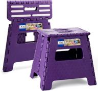 🪜 acstep upgraded 13-inch foldable step stool for adults and kids - holds up to 330 lbs, compact and sturdy plastic folding stool for kitchen, bathroom, bedroom - purple logo