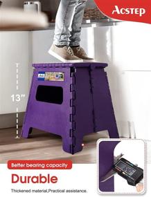 img 3 attached to 🪜 ACSTEP Upgraded 13-Inch Foldable Step Stool for Adults and Kids - Holds Up to 330 lbs, Compact and Sturdy Plastic Folding Stool for Kitchen, Bathroom, Bedroom - Purple