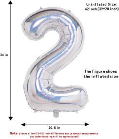 img 2 attached to Laser Silver 2 Balloons: Stunning 40 Inch Birthday Foil Balloon Set for Party Decorations and Helium-filled Mylar Digital Balloons (Laser Silver Number 2)