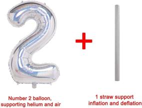 img 1 attached to Laser Silver 2 Balloons: Stunning 40 Inch Birthday Foil Balloon Set for Party Decorations and Helium-filled Mylar Digital Balloons (Laser Silver Number 2)